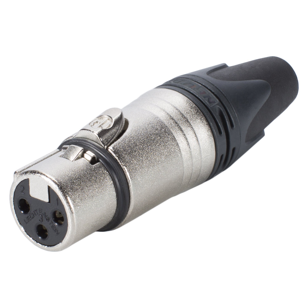 NEUTRIK® XLR, 3-pole , metal-, Soldering-lizdas jungtis, sidabrinis plated contact(s), tiesi, nickel