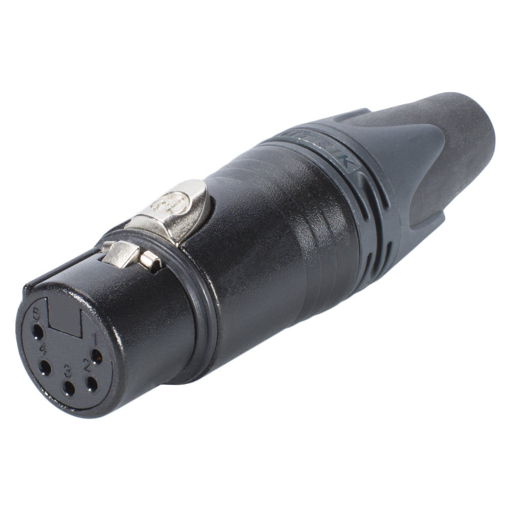 NEUTRIK® XLR, 5-pol , metal-, Soldering-lizdas jungtis, gold plated contact(s), tiesi, juodas