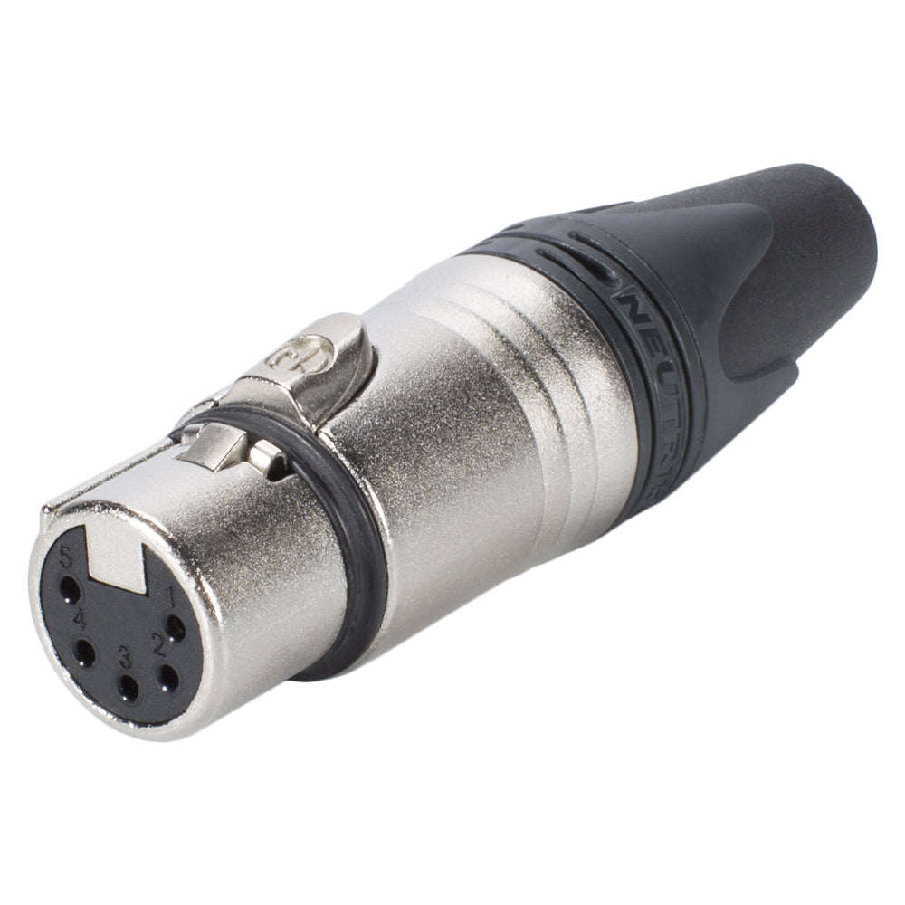 NEUTRIK® XLR, 5-pol , metal-, Soldering-lizdas jungtis, sidabrinis plated contact(s), tiesi, nickel