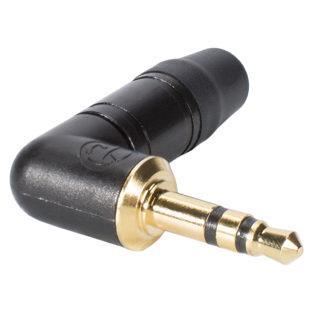 NEUTRIK® jack (3,5mm), 3-pole , metal-, Soldering-kištukas jungtis, gold plated contact(s), angled, juodas