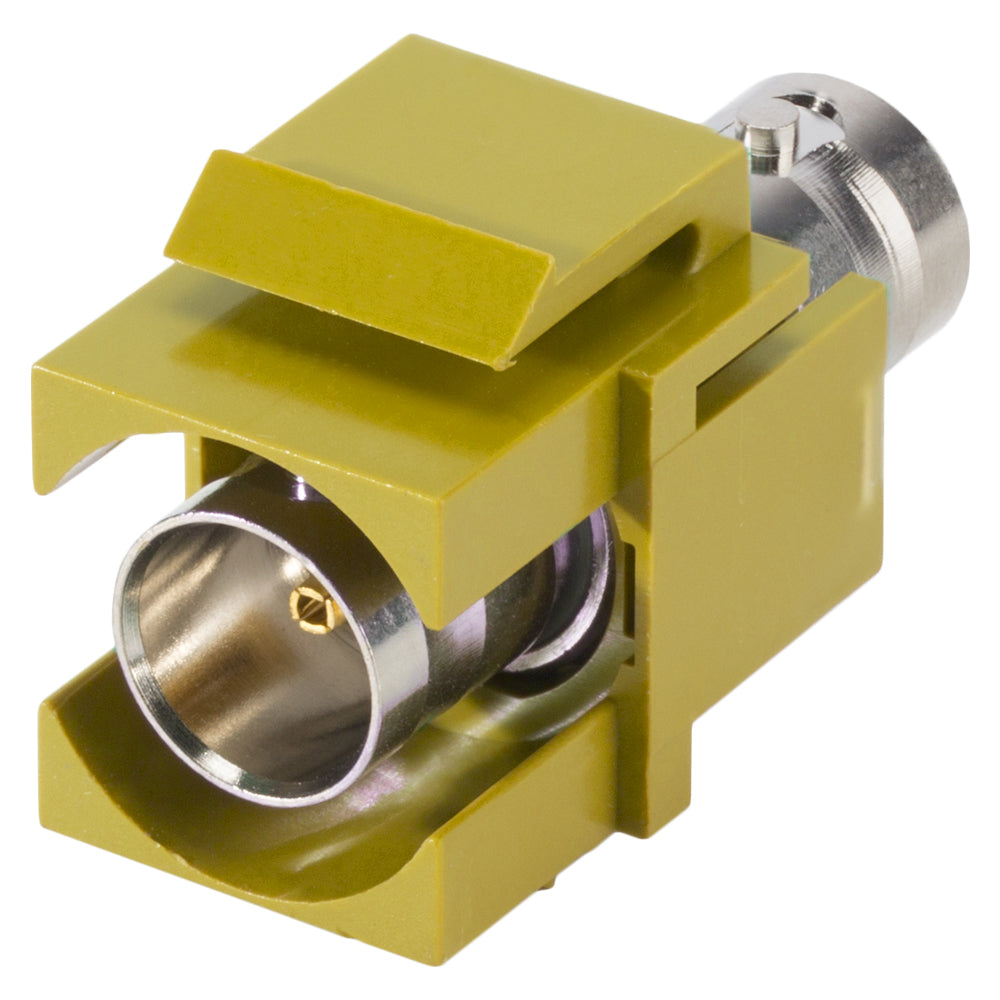 plastic-mountingfemale jungtis, BNC, 2-pole, nickel plated contact(s), Keystone Clip-In, geltonas