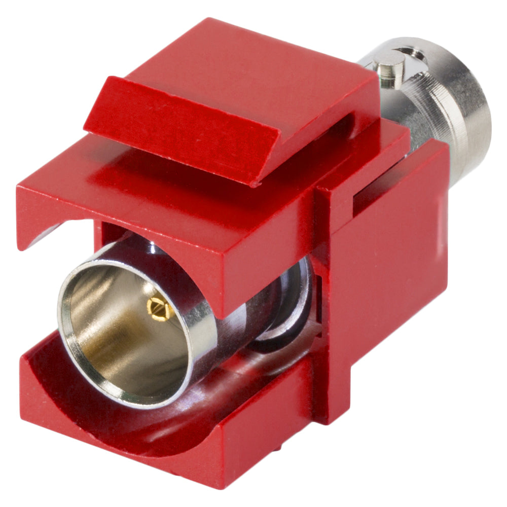 plastic-mountingfemale jungtis, BNC, 2-pole, nickel plated contact(s), Keystone Clip-In, raudonas