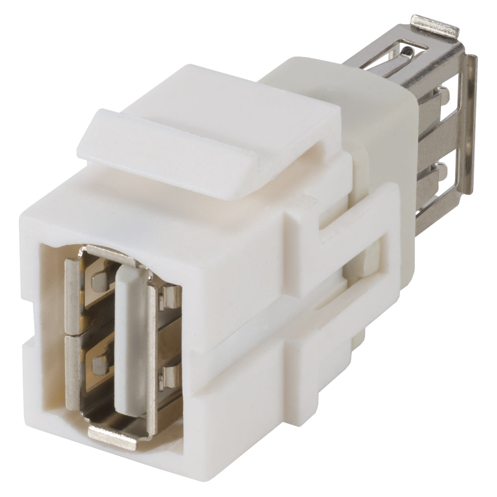 USB, 5-pol , plastic-, Patch-lizdas jungtis, nickel plated contact(s), Keystone Clip-In, baltas