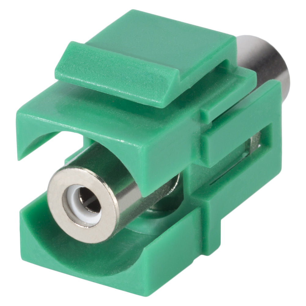 RCA 2-pole plastic-Patch-, nickel plated pin, Keystone Clip-In, žalias