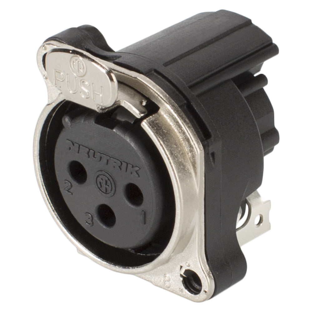 NEUTRIK® XLR, 3-pole , plastic-, Horizontal print connection-lizdas jungtis, hard gold plated contact(s), Type B, pilkas