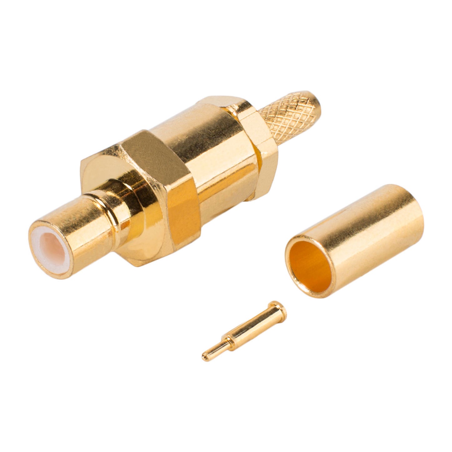 Telegärtner SMB crimp-kištukas jungtis, PTFE-isolated, tiesi, geltonas