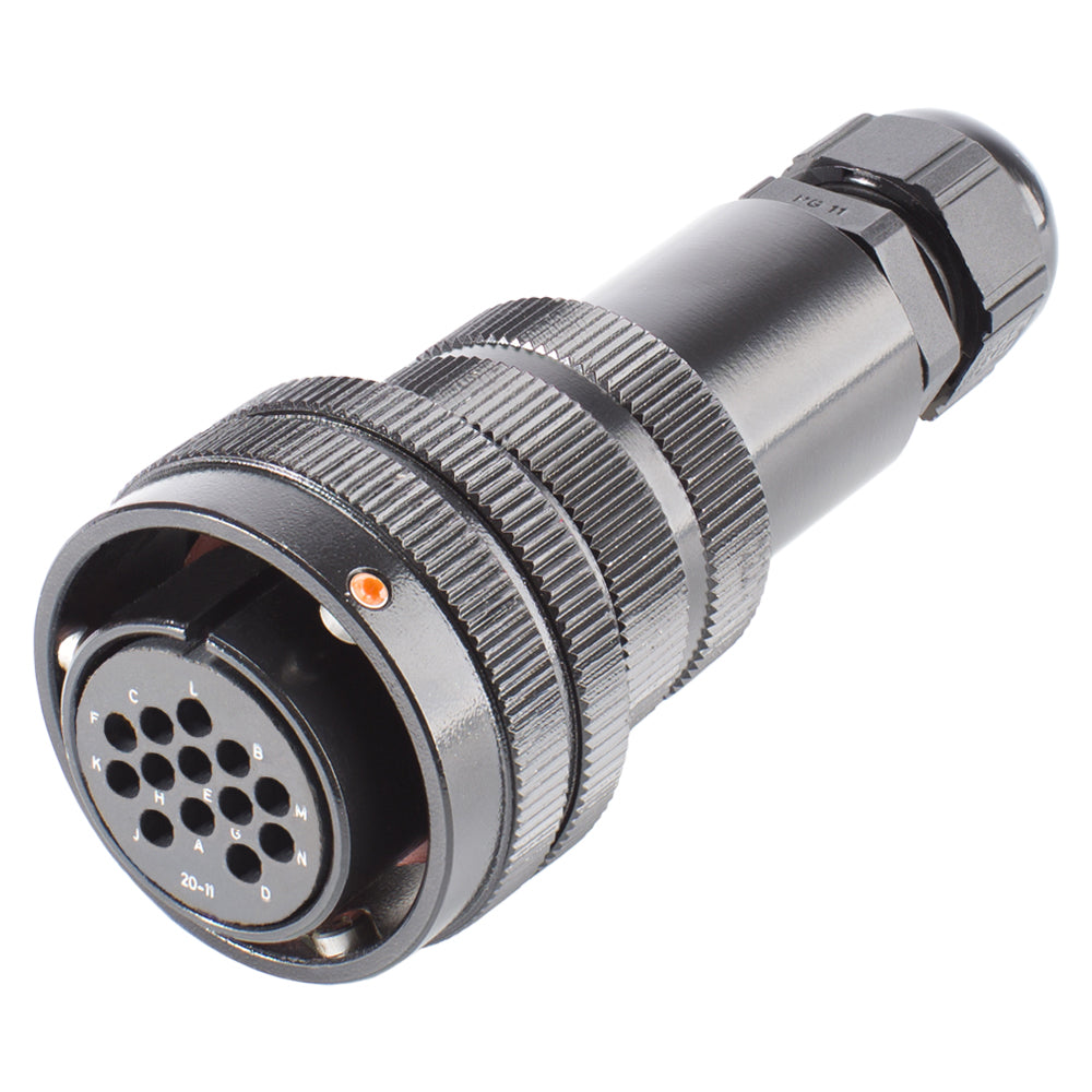 HICON Rund-LK, arrangement 20-11, Contact Size 16, 13-pol , metal-, Cable socket, bayonet husk, juodas