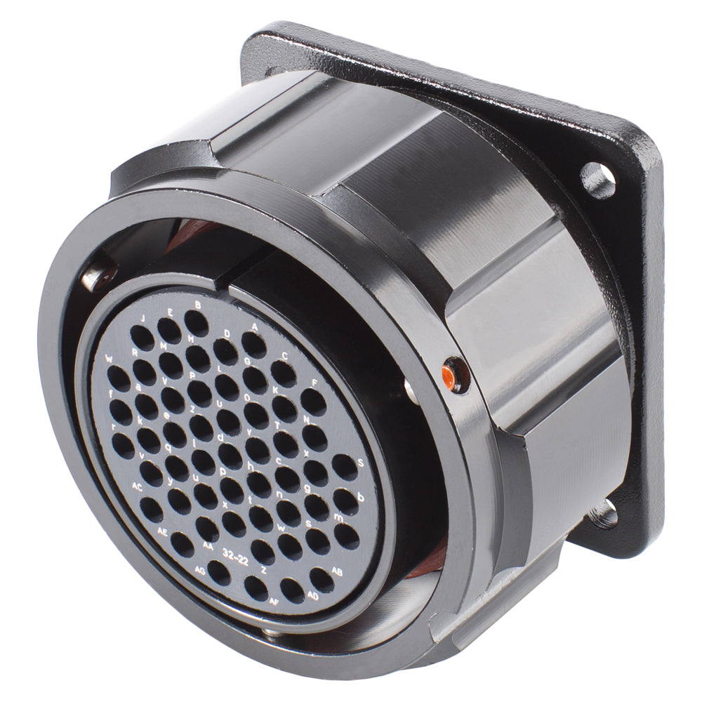 HICON Round-LK, arrangement 32-22, contact size16, 54-pole , metal-, Panel socket, bayonet husk, juodas