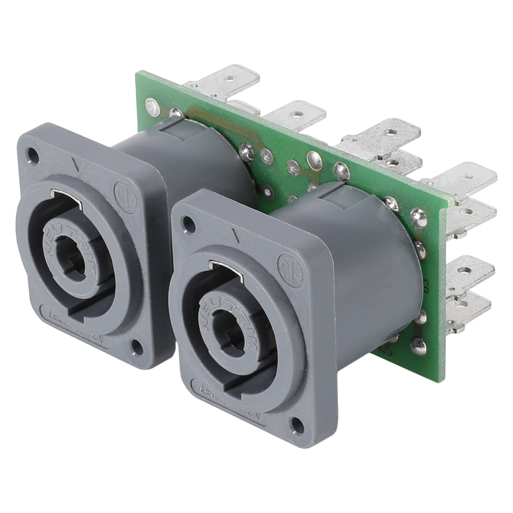 jungtis Module 2 x NL4MDV, 4 polių, 2 HE, 1 BE, plastikinė, 6.3 mm užmaunami mentiniai kontaktai-, sidabruoti kontaktai, pilkas, for SYS-series