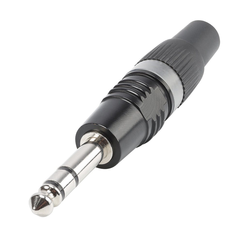 HICON jack (6,3mm) 3-pole Cap: plastic-kištukas jungtis, tiesi, juodas