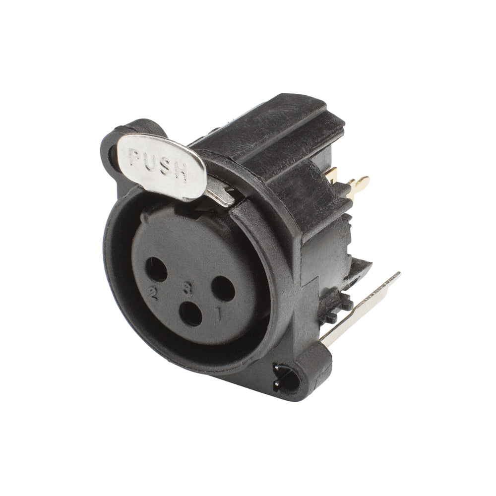 HICON XLR, 3-pole , plastic-, Print connection vertical-lizdas jungtis, Type A, juodas