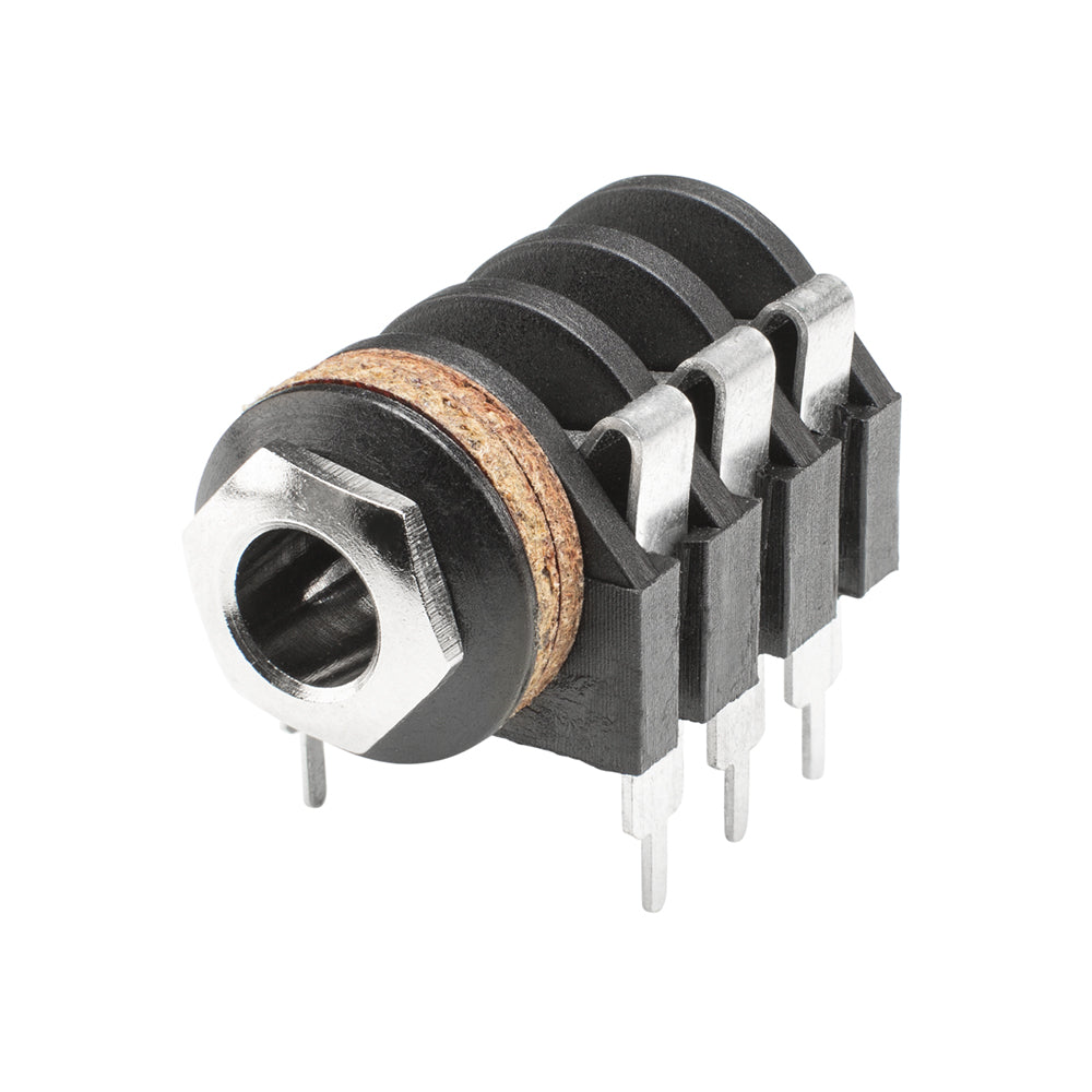 HICON jack (6,3mm), 3-pole , plastic-, Soldering-lizdas jungtis, tin-coated contact(s), tiesi, juodas