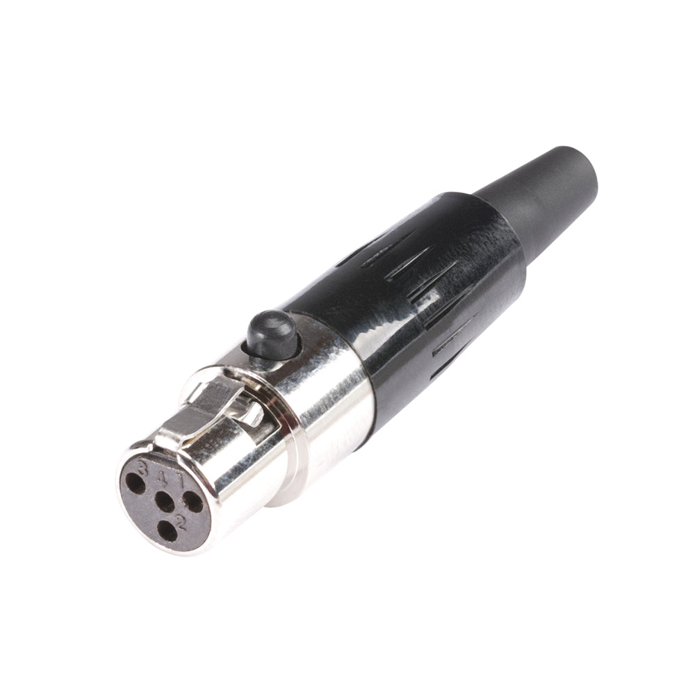 HICON Mini-XLR, 4-pole , metal-, Soldering-lizdas jungtis, gold plated contact(s), tiesi, nickel