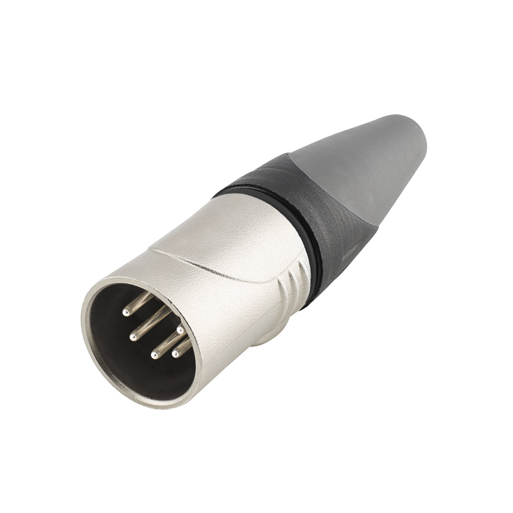 HICON XLR, 5-pol , metal-kištukas jungtis, sidabrinis plated contact(s), water- and dustproof IP67 while connected/tiesi, nickel