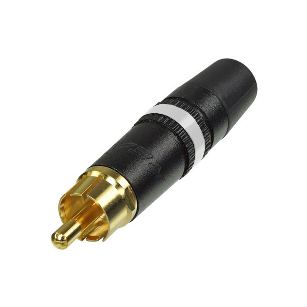NEUTRIK® RCA, 2-pole , plastic-, Soldering-kištukas jungtis, gold plated contact(s), tiesi, juodas