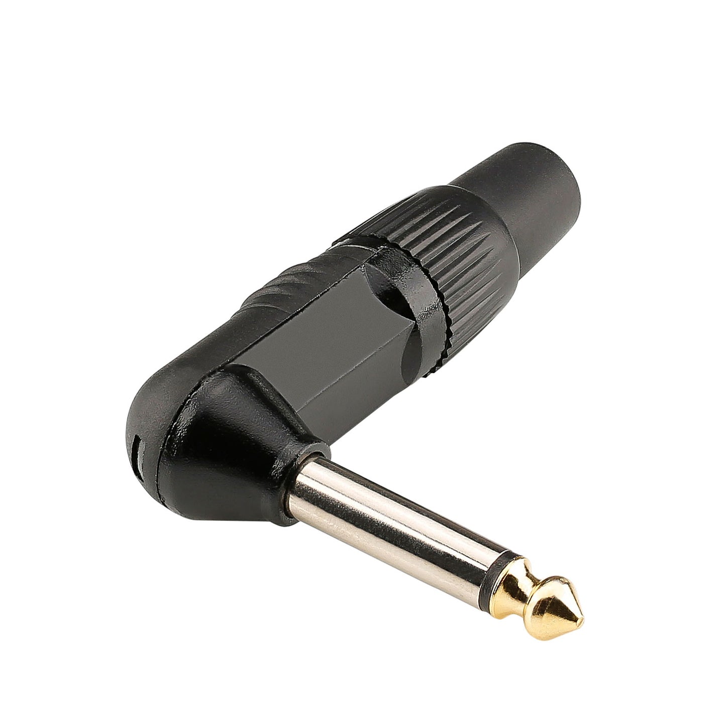 HICON jack (6,3mm), 2-pole , metal-, Soldering-kištukas jungtis, Goldtip contact(s), 90° angled, juodas