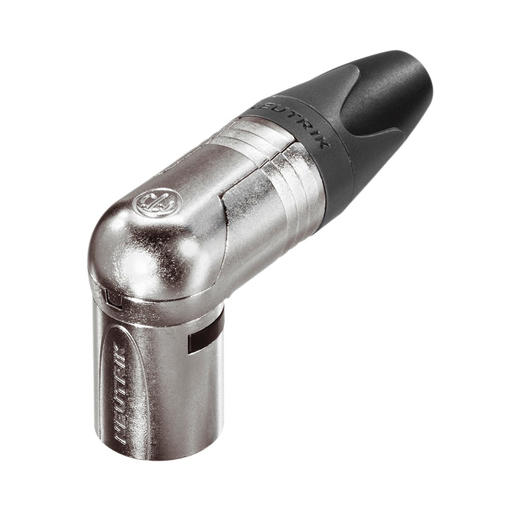 NEUTRIK® XLR, 3-pole , metal-, Soldering-kištukas jungtis, sidabrinis plated contact(s), angled, nickel