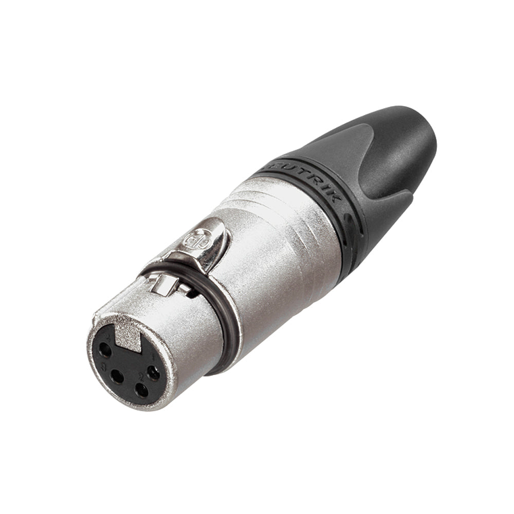 NEUTRIK® XLR, 4-pole , metal-, Soldering-lizdas jungtis, sidabrinis plated contact(s), tiesi, nickel