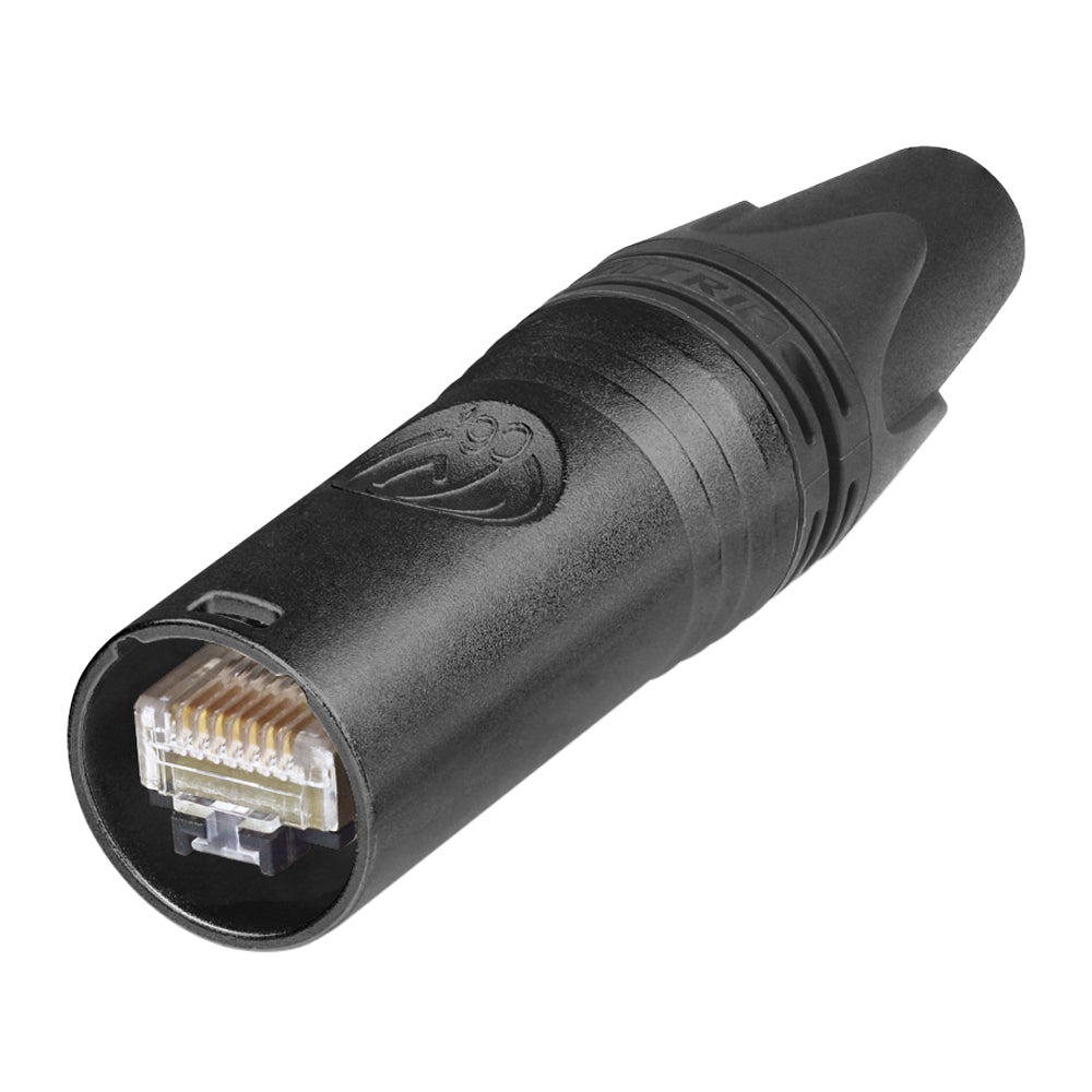 NEUTRIK® RJ45 etherCON® CAT.6a, 8-pole , metal-, Clamp technic-kištukas jungtis, tiesi, juodas