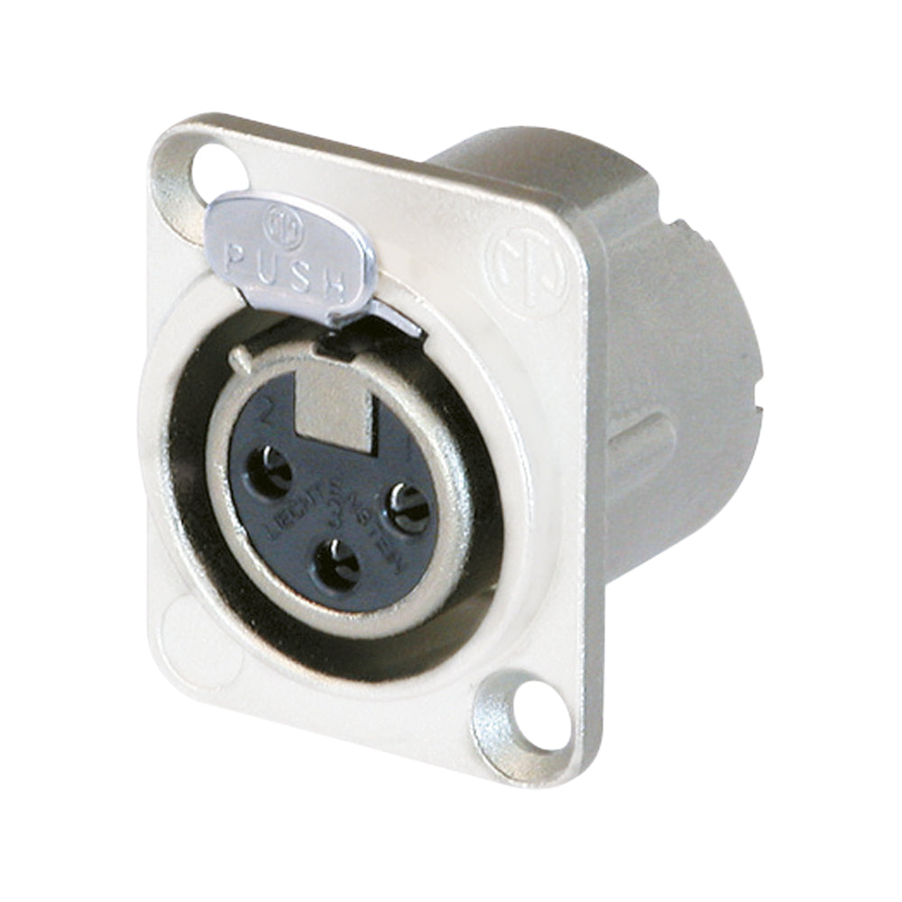 NEUTRIK® XLR, 3-pole , metal-, Soldering-lizdas jungtis, sidabrinis plated contact(s), Type D, baltas