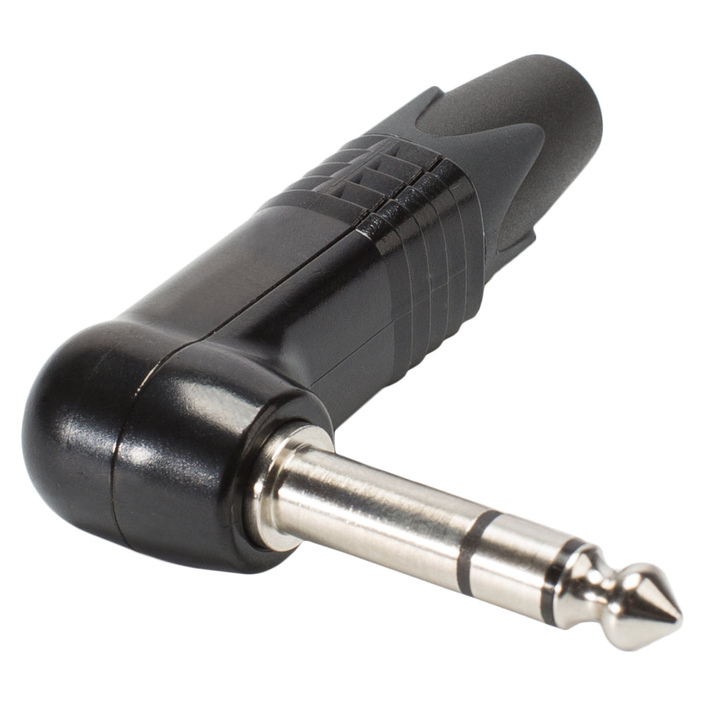 NEUTRIK® jack (6,3mm) 3-pole metal-Soldering-kištukas jungtis, nickel plated pin, angled, juodas