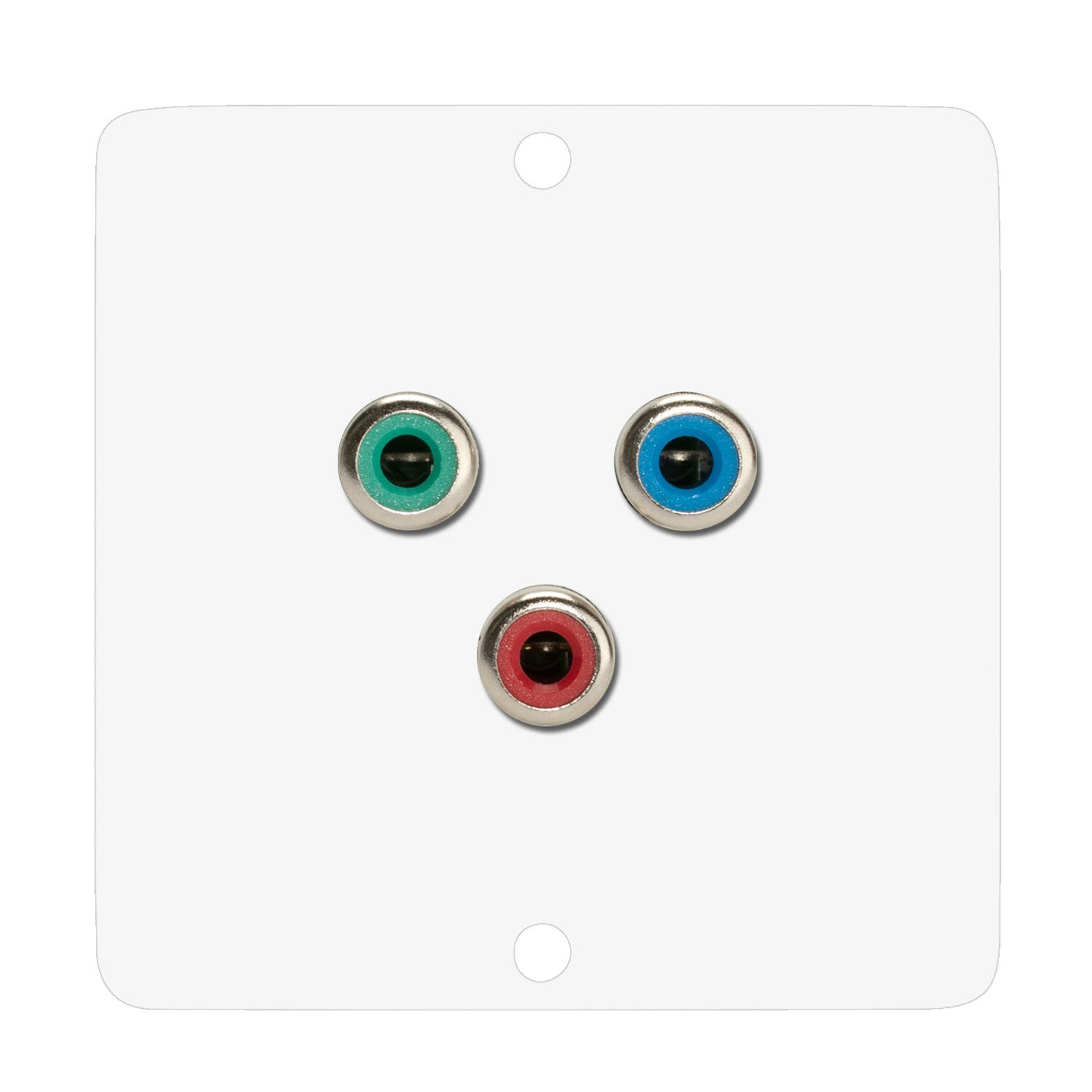 connection-modul 3 x RCA YUV raudonas / žalias / mėlynas, scale: 50x50 mm, stainless steel, colour: baltas