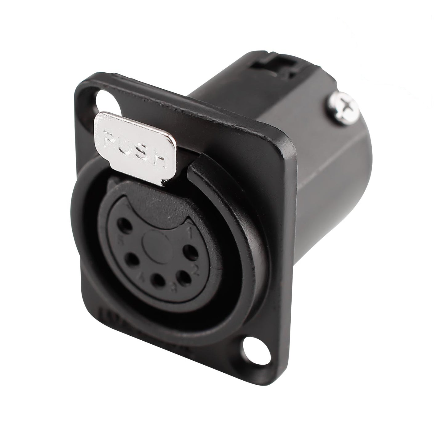Amphenol XLR, 5 polių, metalinė kištukinė jungtis, sidabruoti kontaktai, tipas D, juodas