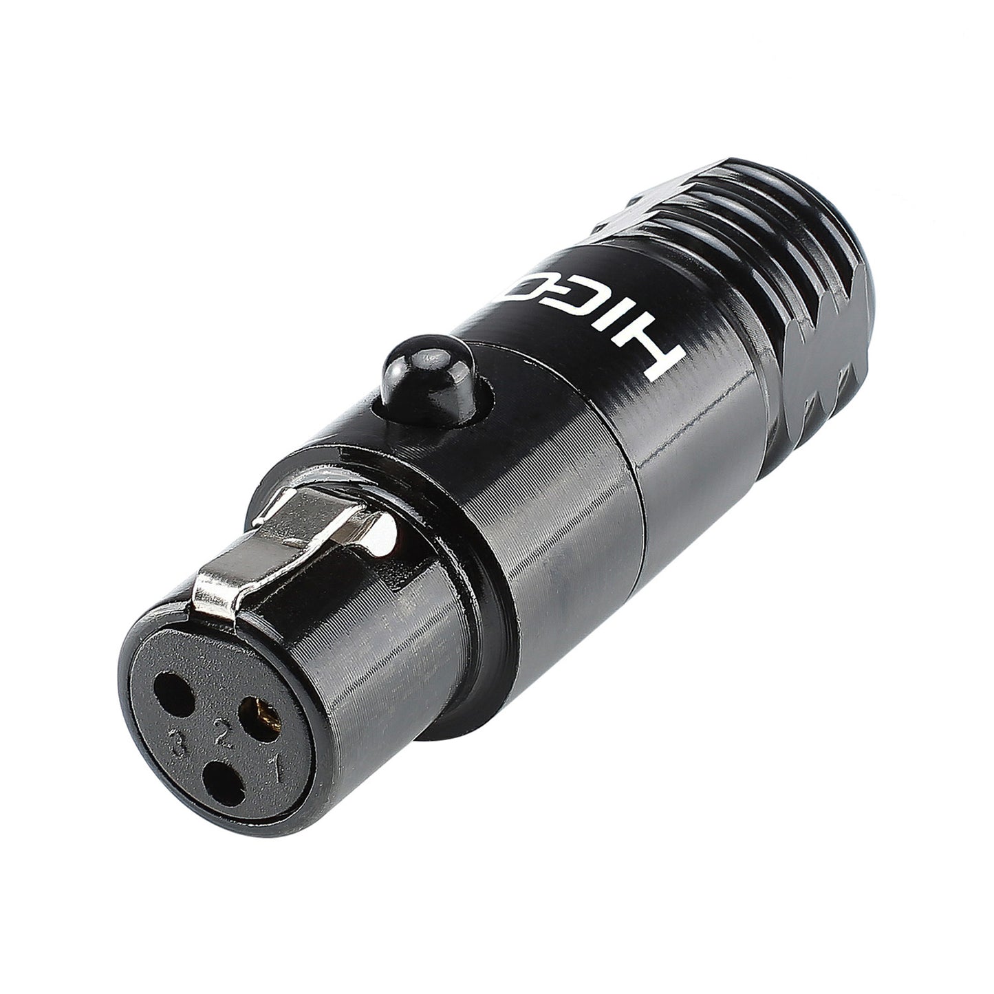 HICON Mini-XLR compact, 3-pole , metal-, Soldering-lizdas jungtis, gold plated contact(s), tiesi, juodas