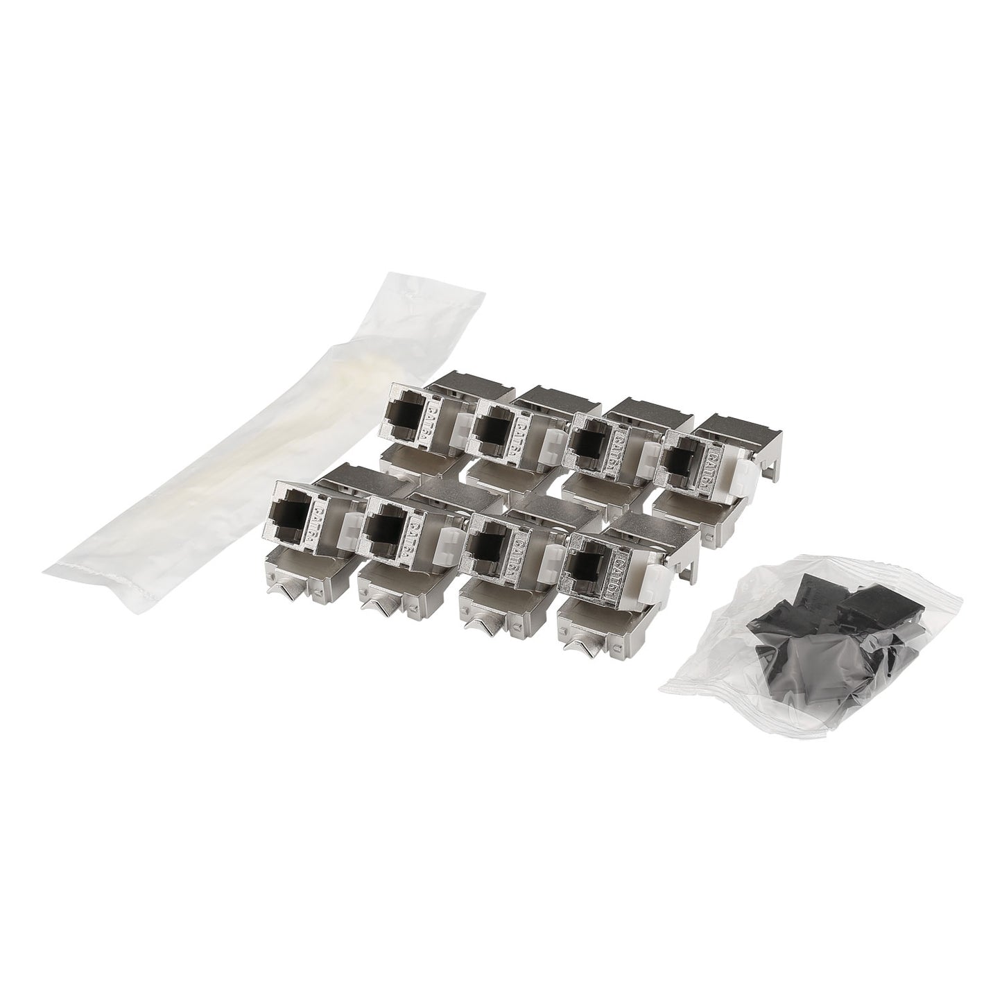 RJ45 CAT.6a, IDC-lizdas jungtis, Keystone Clip-In, pilkas, Set of 8