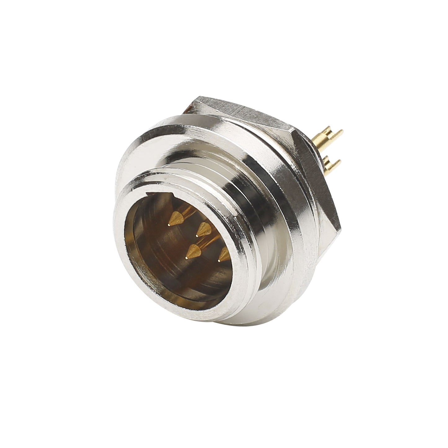 HICON Mini-XLR, 5-pol , metal-, Soldering-kištukas jungtis, gold plated contact(s), Thread 10,9 mm, nickel