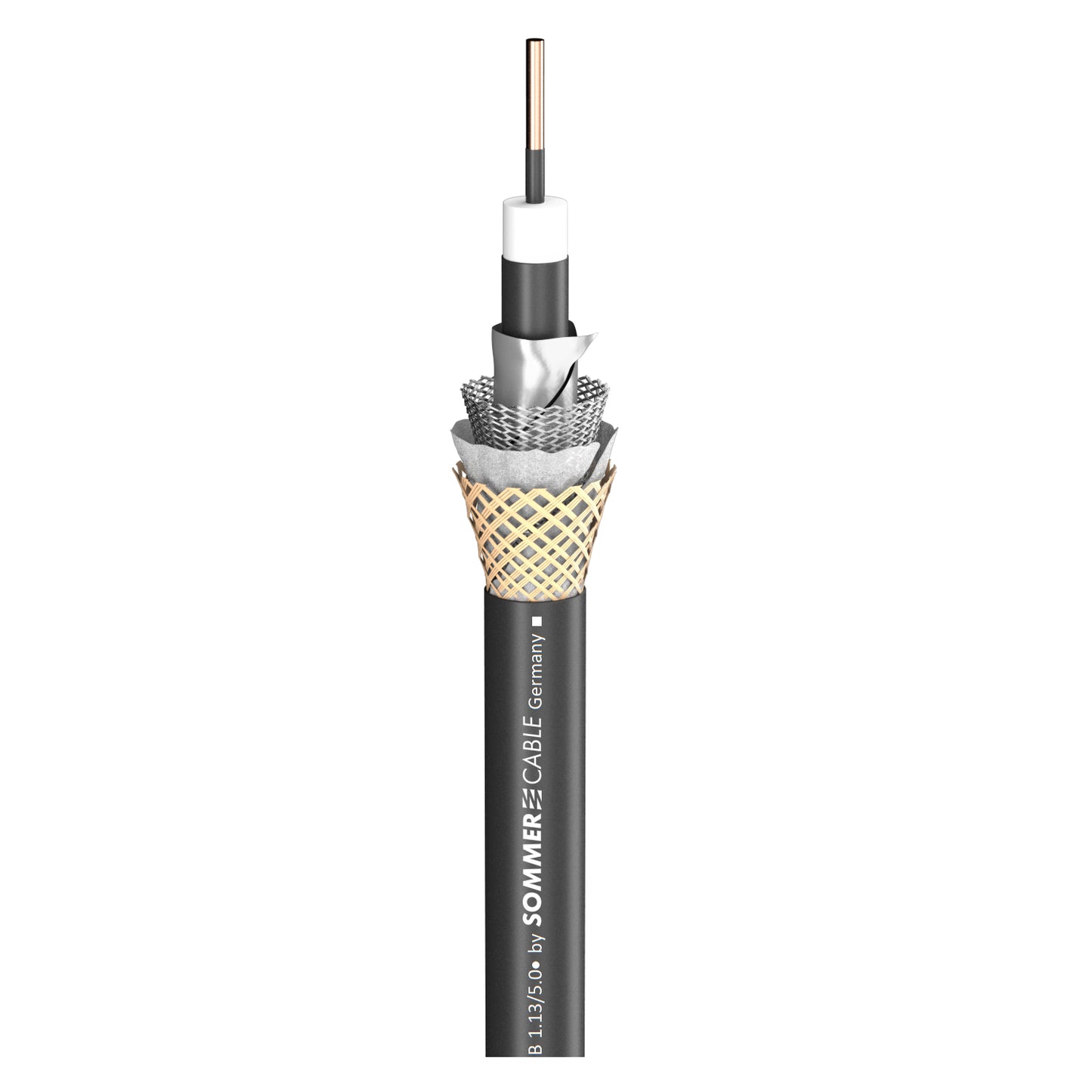 SDI kabelis SAT-Kabel HD, 120dB, longlife, aramid-reinforced SC-Aqua-Marinex-Astral-LLX; 1 x 1,13; PUR-SR with ARAMID reinforcement and special protective coating Ø 8,50 mm; juodas - 500 m ritė
