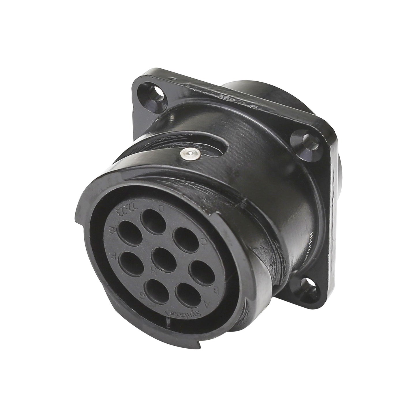 HICON CA-COM comp. Rund-LK, arrangement 22-23, Contact Size 12, 8-pole , metal-, Panel socket, without bayonet sleeve, juodas