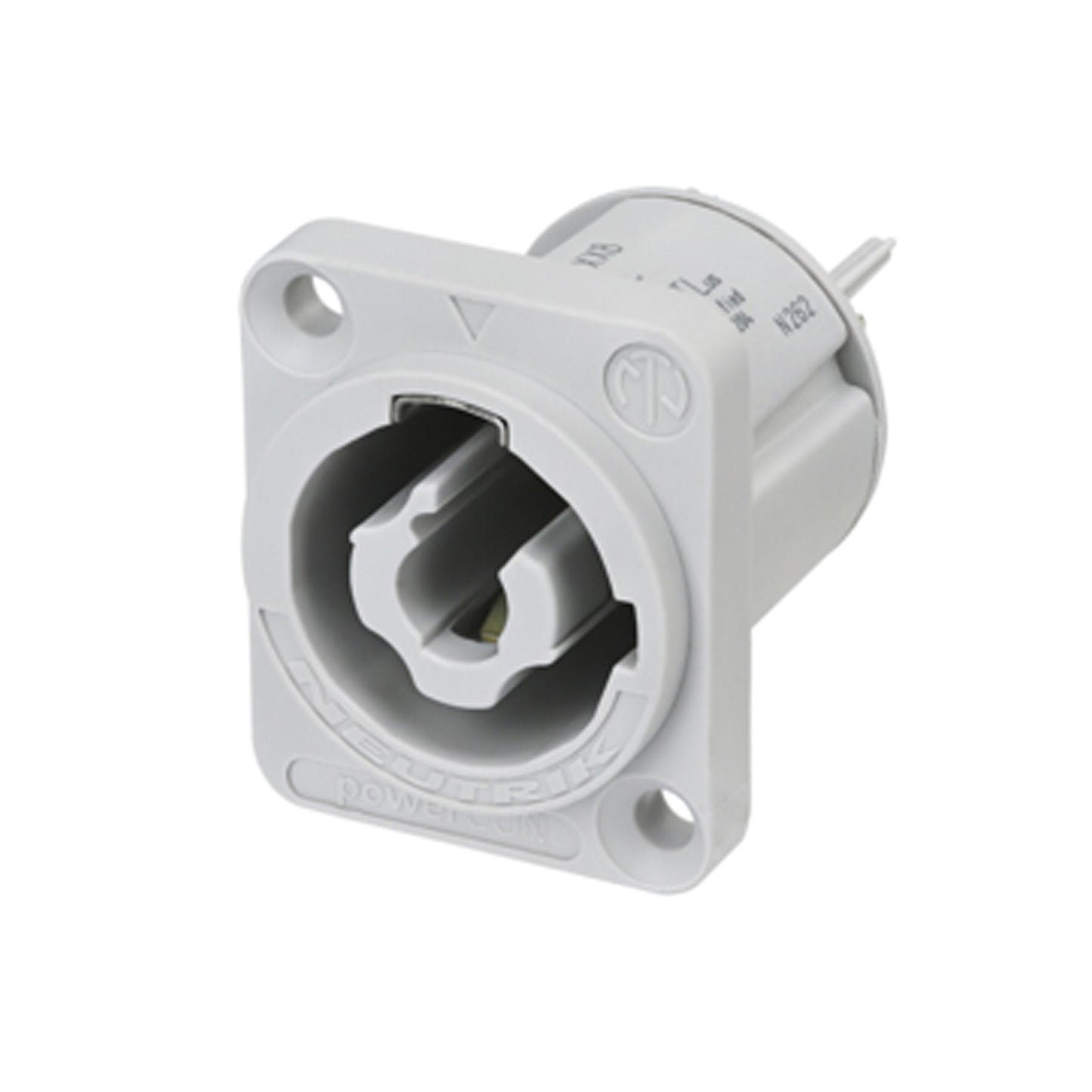 NEUTRIK® powerCON®, 3-pole , plastic-, jungtis-in technology-kištukas jungtis, sidabrinis plated contact(s), Type D, pilkas