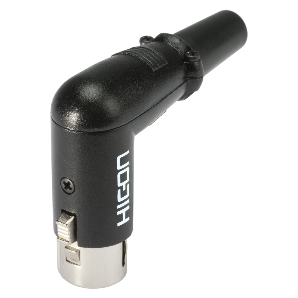 HICON XLR, 3-pole , metal-, Soldering-lizdas jungtis, sidabrinis plated contact(s), angled, juodas