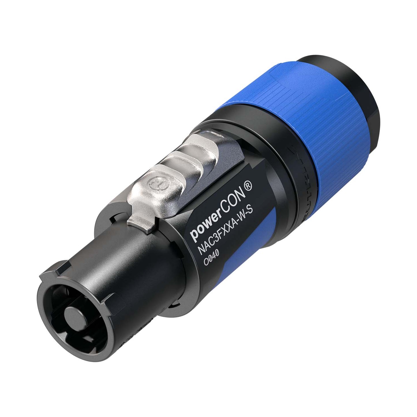 NEUTRIK® powerCON®, 3-pole , plastic-, prisukama-lizdas jungtis, sidabrinis plated contact(s), tiesi, mėlynas
