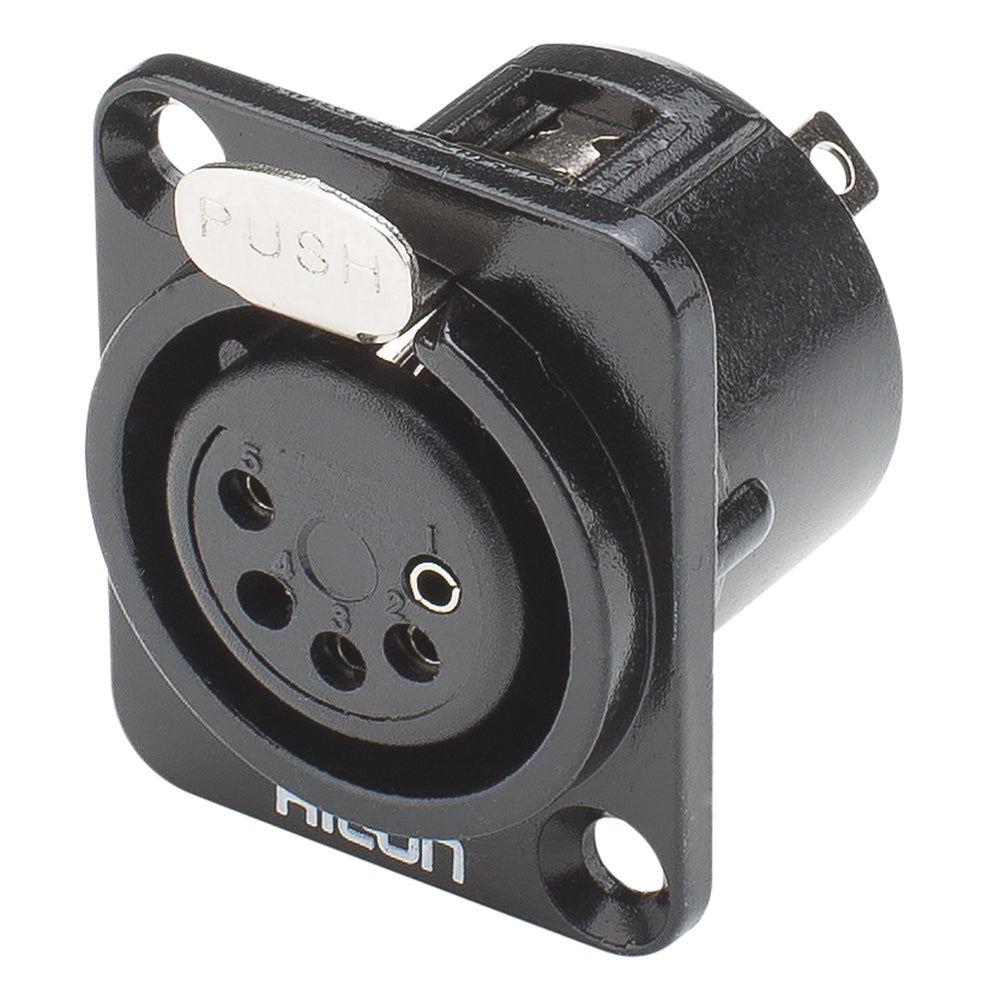 HICON XLR, 5-pol , metal-, Soldering-lizdas jungtis, sidabrinis plated contact(s), Type D, juodas