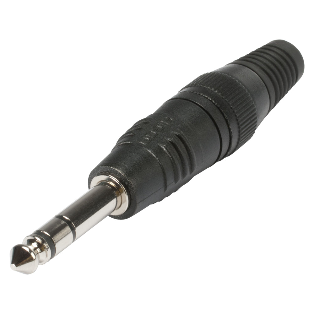 HICON jack (6,3mm) 3-pole metal-Soldering-kištukas jungtis, nickel plated pin, tiesi, juodas
