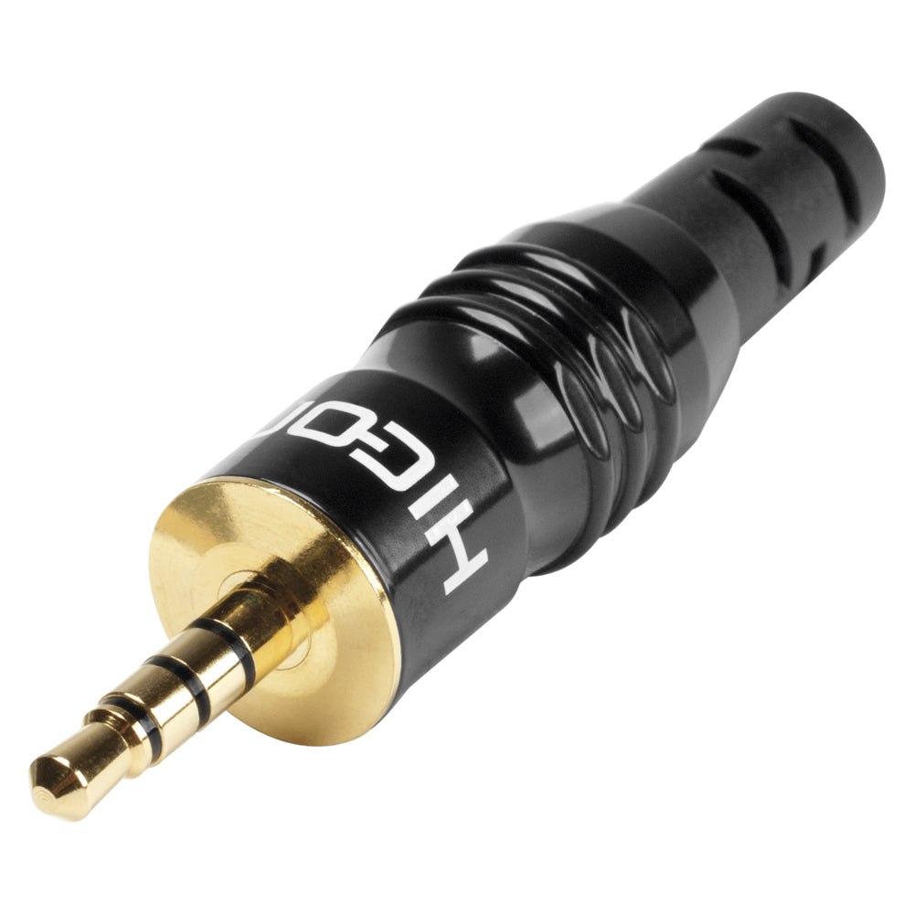 HICON jack (3,5mm), 4-pole , metal-, Soldering-kištukas jungtis, gold plated contact(s), tiesi, juodas