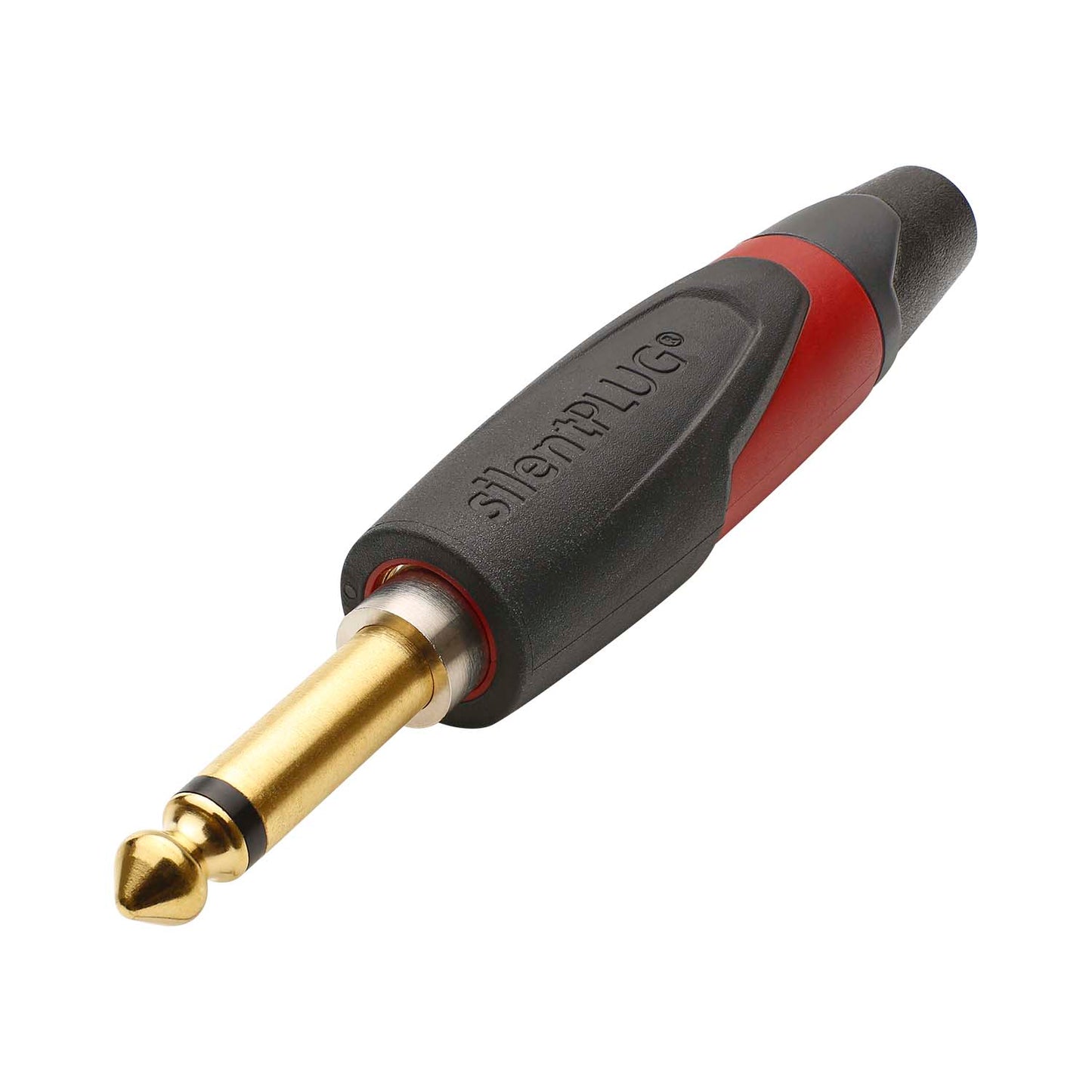 NEUTRIK® jack (6,3mm) 2-pole plastic-Soldering-kištukas jungtis, gold plated pin, tiesi, raudonas