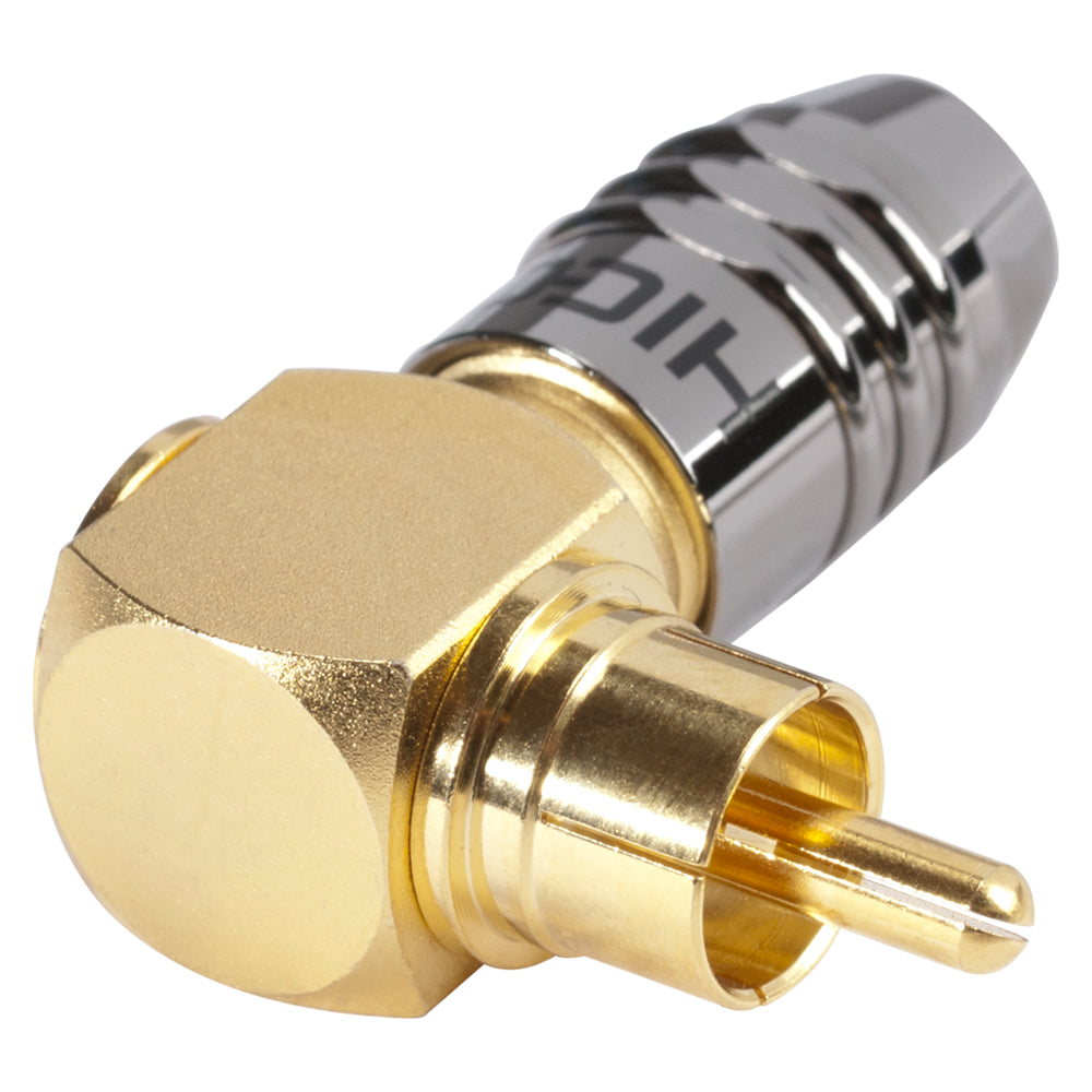 HICON RCA, 2-pole , metal-, prisukama-kištukas jungtis, gold plated contact(s), angled, chrome coloured