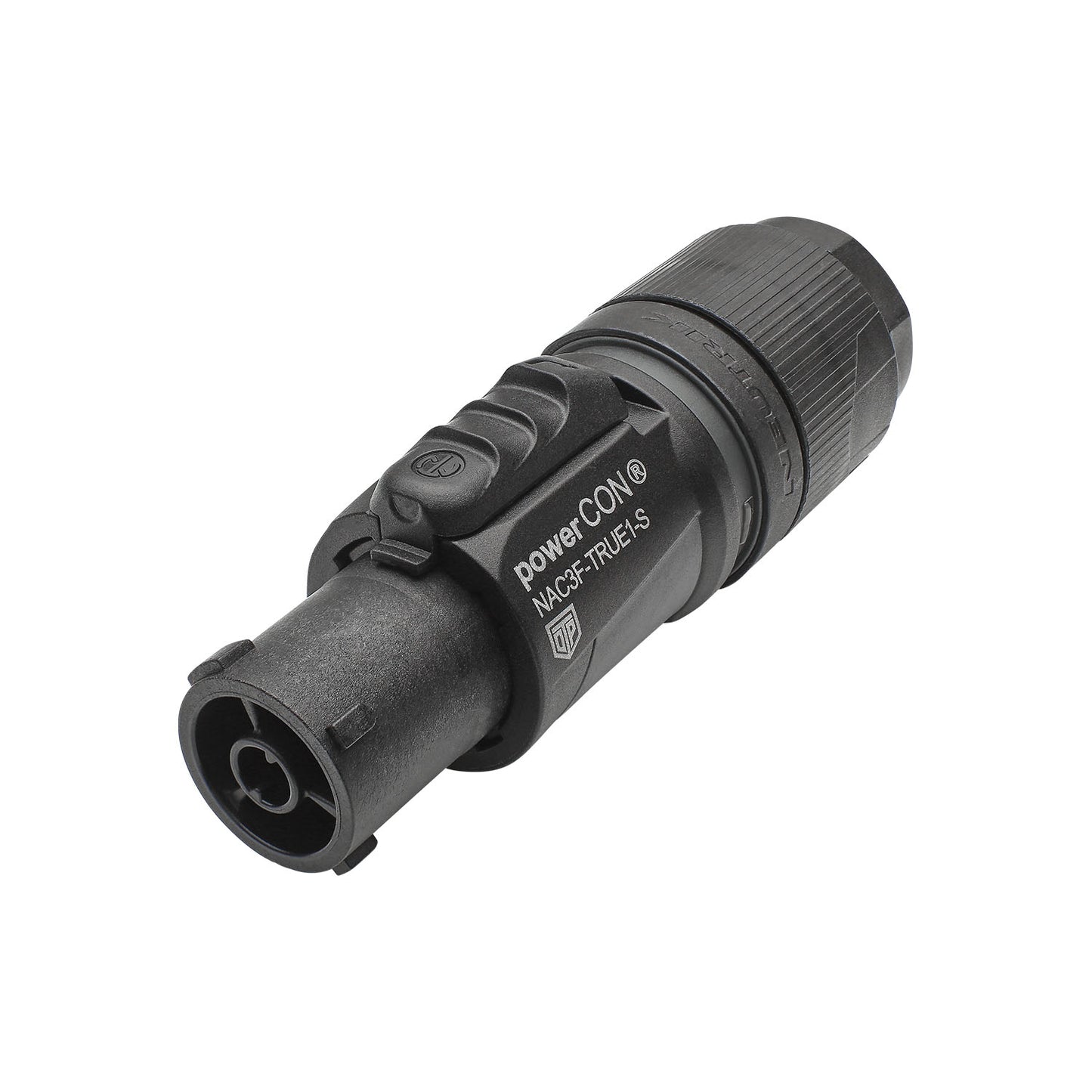 NEUTRIK® powerCON®, IP65 in mated condition , 3-pole , plastic-, prisukama-lizdas jungtis, sidabrinis plated contact(s), tiesi, juodas