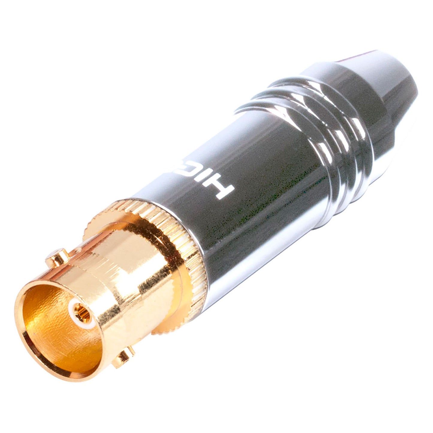 HICON BNC, 2-pole , metal-, Soldering-lizdas jungtis, gold plated contact(s), tiesi, geltonas