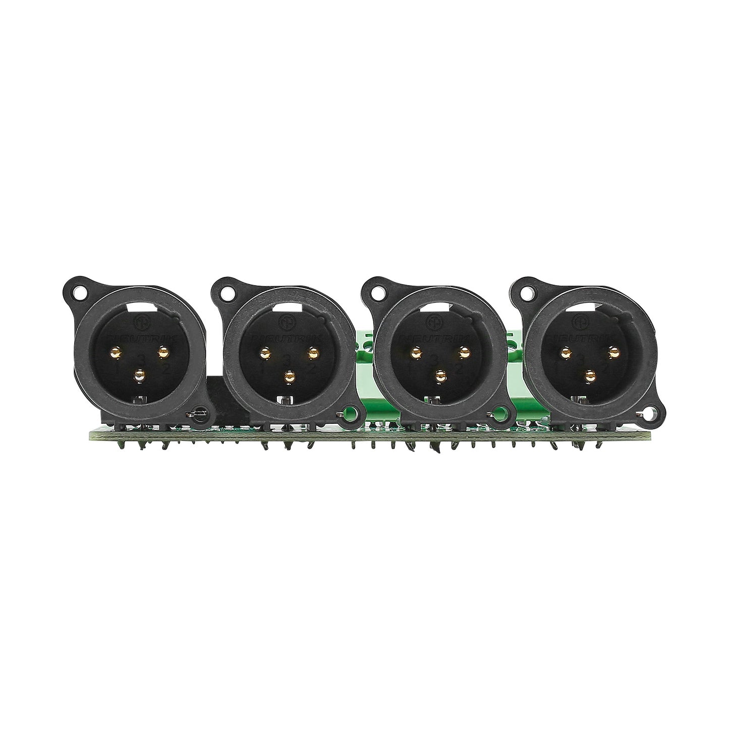 jungtis Module 4 x XLR A-Series, 3 polių, 1 HE, 3 BE, plastikinė, kištukiniai pakeliami gnybtai 12pin, 14 polių mentinis gnybtas-, sidabruoti kontaktai, juodas, for SYS-series