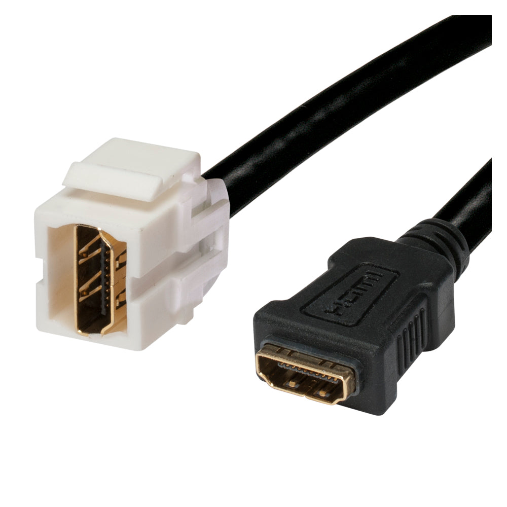 HDMI, 19 polių, plastikinė, Patch cable-, paauksuoti kontaktai, Keystone Clip-In, baltas