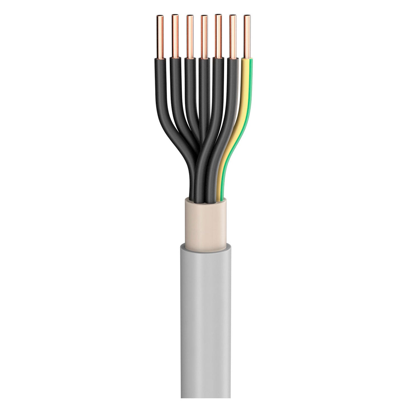 Power Lead NYM-J; 7 x 2.50 mm²; PVC, flame-retardant, Ø 12,75 mm; pilkas