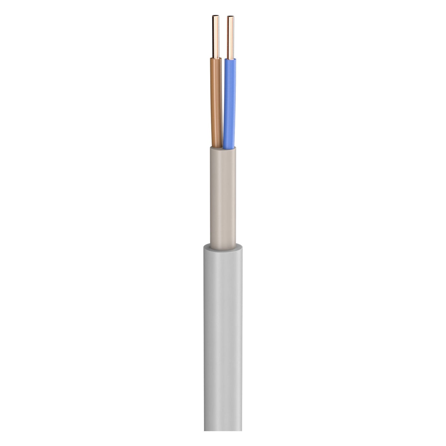 Power Lead NYM-O; 2 x 1.50 mm²; PVC, flame-retardant, Ø 9,50 mm; pilkas