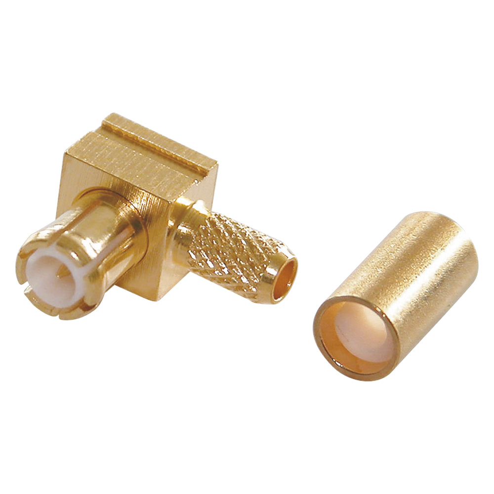 Telegärtner MCX crimp-kištukas jungtis, PTFE-isolated, angled, geltonas