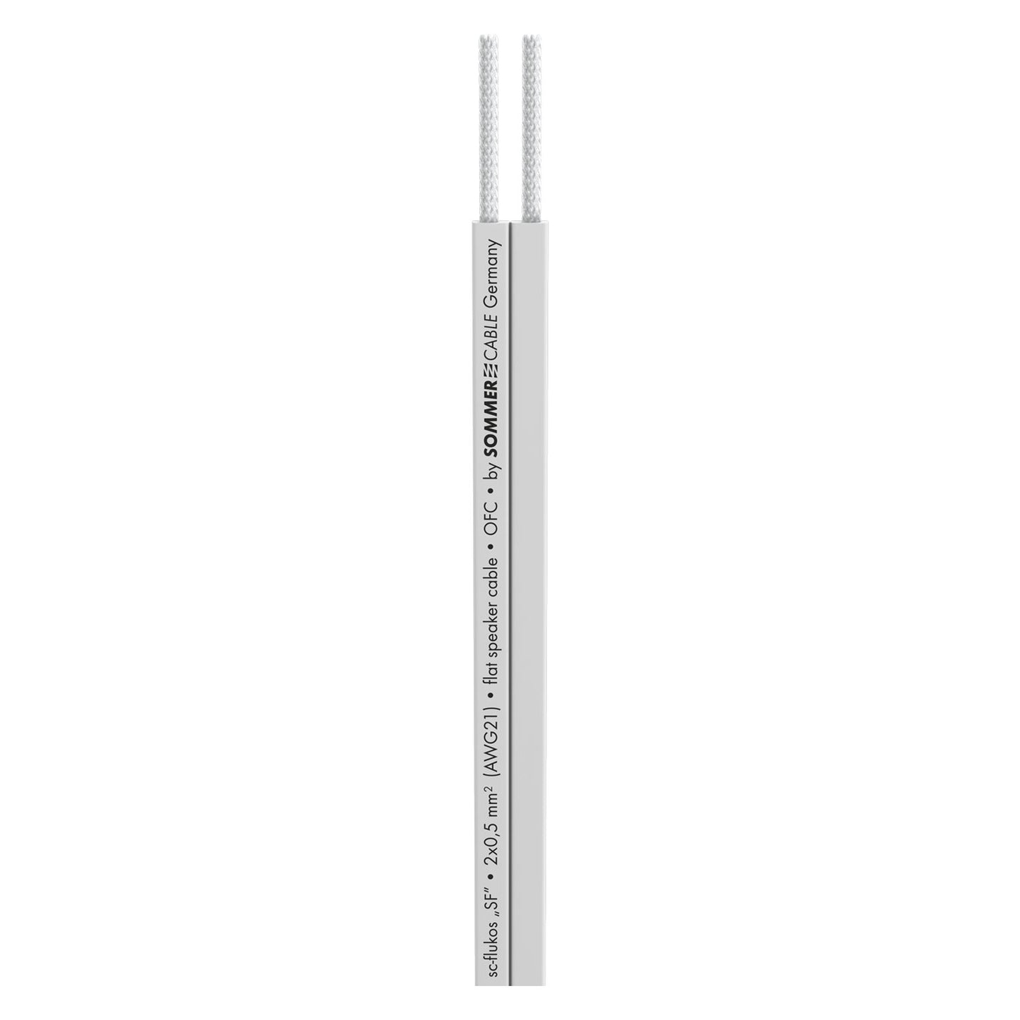 Garsiakalbių kabelis SC-Flukos; 1 x 2 x 0,50 mm²; PVC; 8,6 x 1,3 mm; baltas
