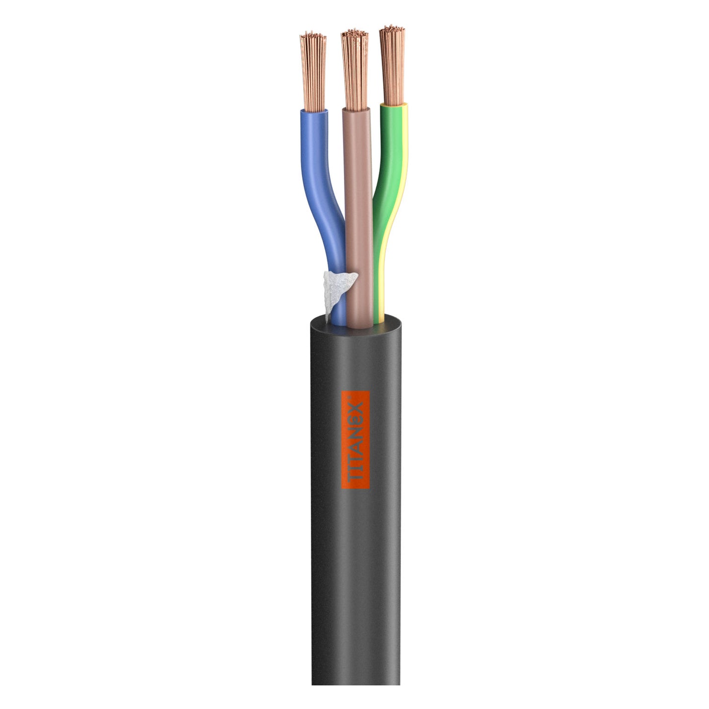 Rubber Sleeve Cable Titanex ®; 3 x 1.50 mm²; rubber, Ø 10,00 mm; juodas - 100 m ritė