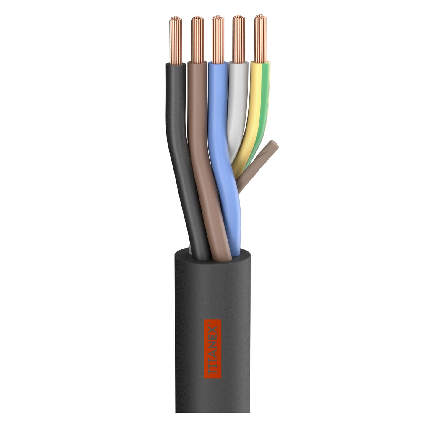 Rubber Sleeve Cable Titanex ®; 5 x 2.50 mm²; rubber, Ø 15,00 mm; juodas - 500 m ritė